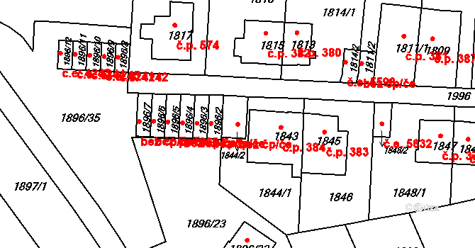 Ústí nad Labem 38843137 na parcele st. 1844/2 v KÚ Klíše, Katastrální mapa