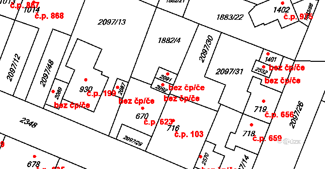 Opava 39456137 na parcele st. 2092 v KÚ Kateřinky u Opavy, Katastrální mapa