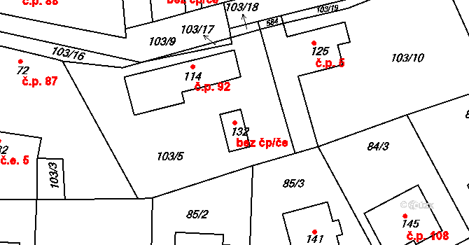 Senec 42852137 na parcele st. 132 v KÚ Senec u Rakovníka, Katastrální mapa