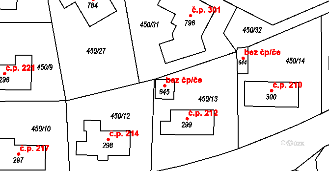 Rybitví 47834137 na parcele st. 645 v KÚ Rybitví, Katastrální mapa