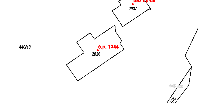 Starý Plzenec 1344 na parcele st. 2036 v KÚ Starý Plzenec, Katastrální mapa