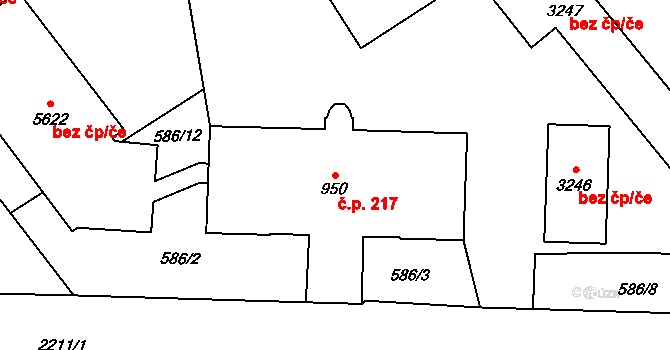 Beroun-Závodí 217, Beroun na parcele st. 950 v KÚ Beroun, Katastrální mapa
