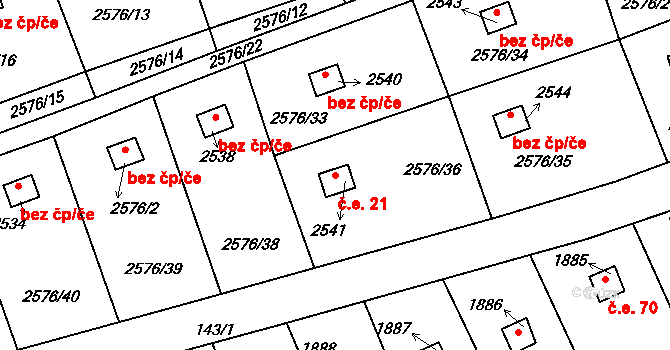 Libušín 21 na parcele st. 2541 v KÚ Libušín, Katastrální mapa
