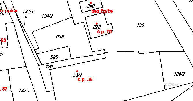 Albrechtičky 70 na parcele st. 228 v KÚ Albrechtičky, Katastrální mapa