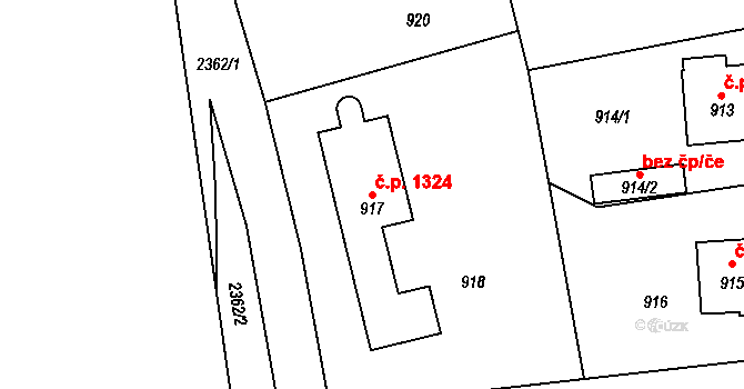 Suchdol 1324, Praha na parcele st. 917 v KÚ Suchdol, Katastrální mapa