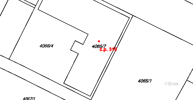 Janovice 310, Velká Bíteš na parcele st. 4065/7 v KÚ Velká Bíteš, Katastrální mapa