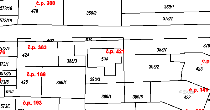 Archlebov 421 na parcele st. 534 v KÚ Archlebov, Katastrální mapa