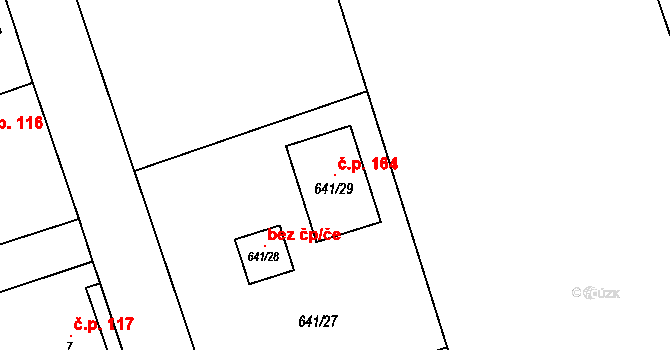 Černčice 164 na parcele st. 641/29 v KÚ Černčice, Katastrální mapa