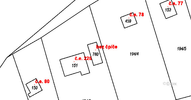 Řitka 98292137 na parcele st. 760 v KÚ Řitka, Katastrální mapa