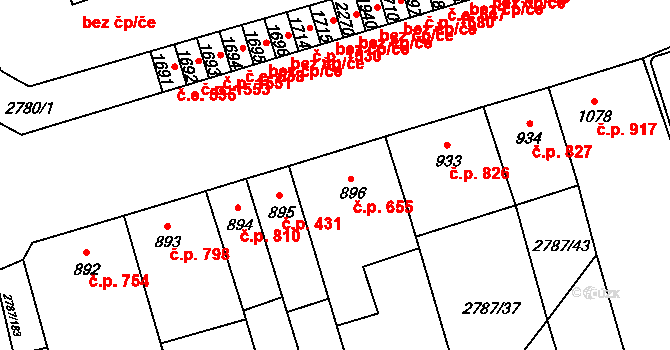Lipník nad Bečvou I-Město 655, Lipník nad Bečvou na parcele st. 896 v KÚ Lipník nad Bečvou, Katastrální mapa