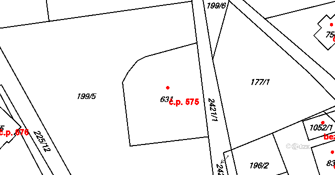 Lučany nad Nisou 575 na parcele st. 631 v KÚ Lučany nad Nisou, Katastrální mapa