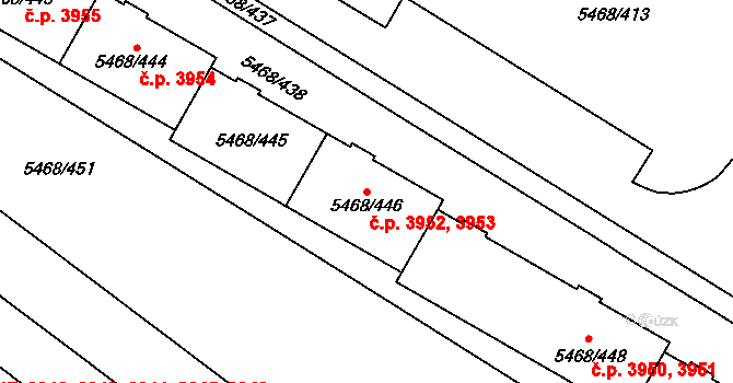 Jihlava 3952,3953 na parcele st. 5468/446 v KÚ Jihlava, Katastrální mapa