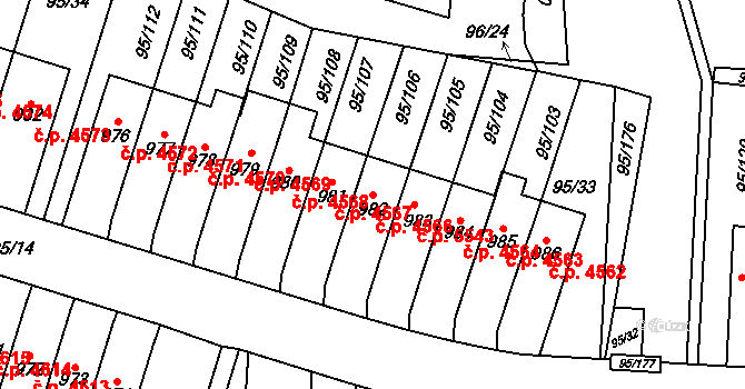 Jihlava 4566 na parcele st. 982 v KÚ Bedřichov u Jihlavy, Katastrální mapa