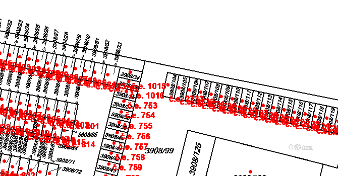 Jihlava 2733 na parcele st. 3908/104 v KÚ Jihlava, Katastrální mapa
