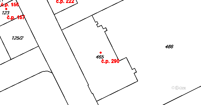 Vratimov 290 na parcele st. 465 v KÚ Vratimov, Katastrální mapa