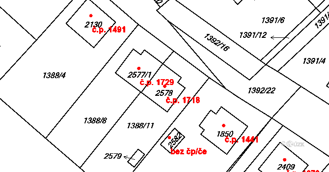 Říčany 1718 na parcele st. 2578 v KÚ Říčany u Prahy, Katastrální mapa