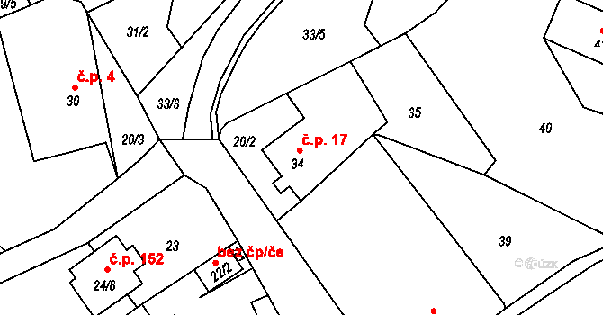 Sosnová 17 na parcele st. 34 v KÚ Sosnová u České Lípy, Katastrální mapa