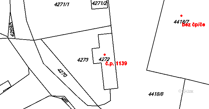 Kladno 1139 na parcele st. 4272 v KÚ Kladno, Katastrální mapa
