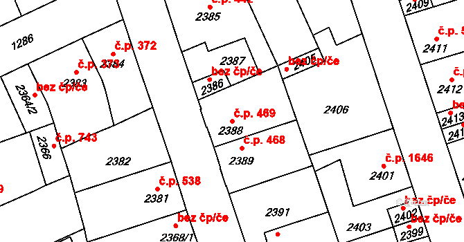 Kročehlavy 469, Kladno na parcele st. 2388 v KÚ Kročehlavy, Katastrální mapa