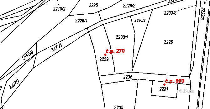 Libušín 270 na parcele st. 2229 v KÚ Libušín, Katastrální mapa