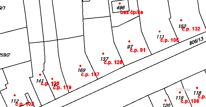 Ševětín 128 na parcele st. 137 v KÚ Ševětín, Katastrální mapa