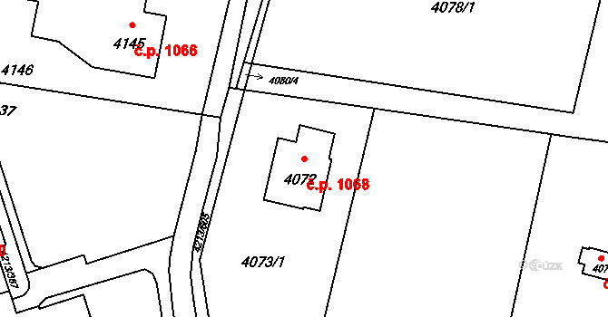 Lutyně 1068, Orlová na parcele st. 4072 v KÚ Horní Lutyně, Katastrální mapa