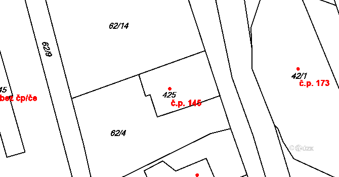 Stará Paka 145 na parcele st. 425 v KÚ Stará Paka, Katastrální mapa