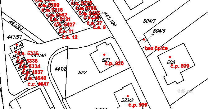 Klíše 820, Ústí nad Labem na parcele st. 521 v KÚ Klíše, Katastrální mapa