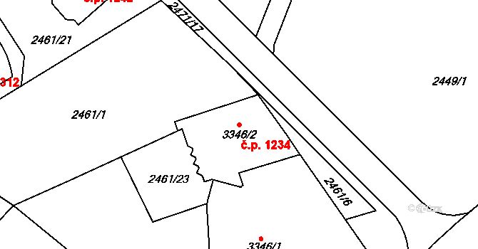 Chrudim IV 1234, Chrudim na parcele st. 3346/2 v KÚ Chrudim, Katastrální mapa