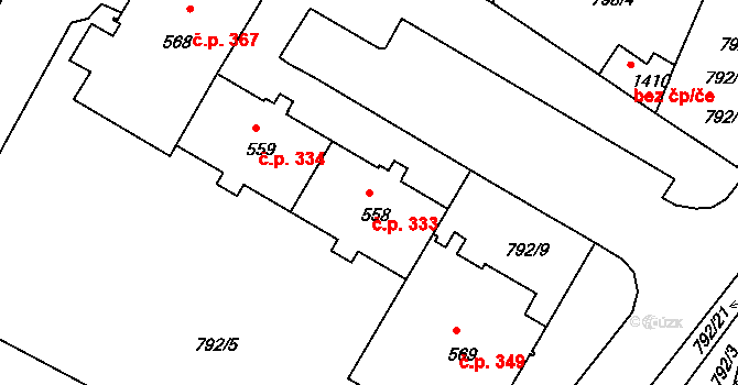 Staňkov I 333, Staňkov na parcele st. 558 v KÚ Staňkov-město, Katastrální mapa