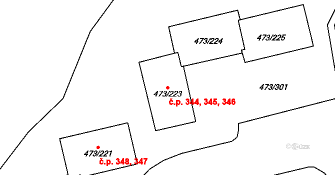 Veleslavín 344,345,346, Praha na parcele st. 473/225 v KÚ Veleslavín, Katastrální mapa