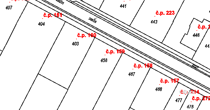 Blažovice 159 na parcele st. 458 v KÚ Blažovice, Katastrální mapa