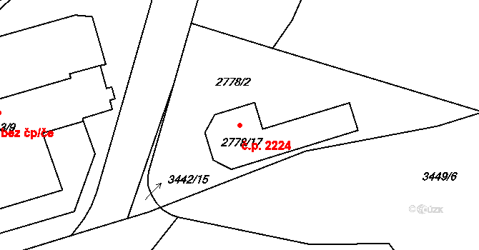 Benešov 2224 na parcele st. 2778/17 v KÚ Benešov u Prahy, Katastrální mapa
