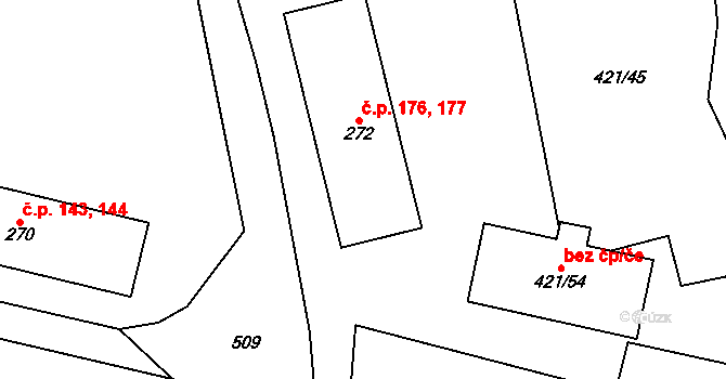 Březová 176,177 na parcele st. 272 v KÚ Březová u Sokolova, Katastrální mapa