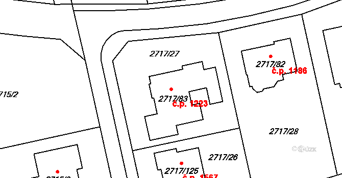 Kylešovice 1223, Opava na parcele st. 2717/83 v KÚ Kylešovice, Katastrální mapa