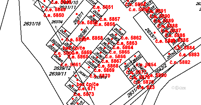 Kadaň 5867 na parcele st. 2639/7 v KÚ Kadaň, Katastrální mapa