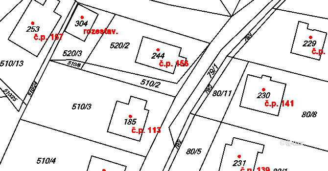 Lukavička 156, Lukavice na parcele st. 244 v KÚ Lukavice, Katastrální mapa