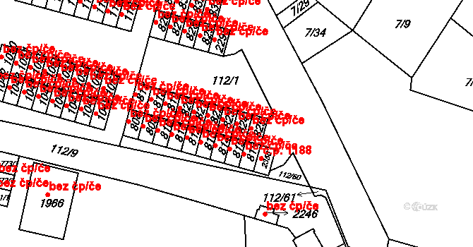 Třebíč 38365138 na parcele st. 824 v KÚ Podklášteří, Katastrální mapa