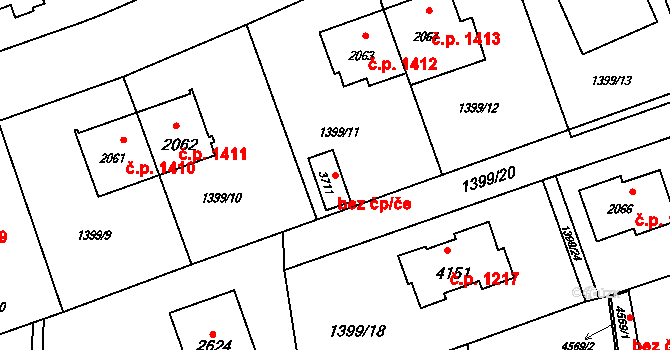 Rožnov pod Radhoštěm 39557138 na parcele st. 3711 v KÚ Rožnov pod Radhoštěm, Katastrální mapa