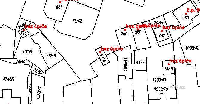 Hrušovany nad Jevišovkou 42733138 na parcele st. 1223 v KÚ Hrušovany nad Jevišovkou, Katastrální mapa
