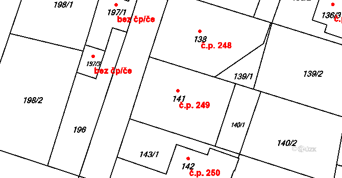 Oldřišov 249 na parcele st. 141 v KÚ Oldřišov, Katastrální mapa