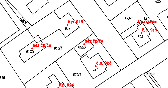 Rychnov nad Kněžnou 43572138 na parcele st. 820/2 v KÚ Rychnov nad Kněžnou, Katastrální mapa