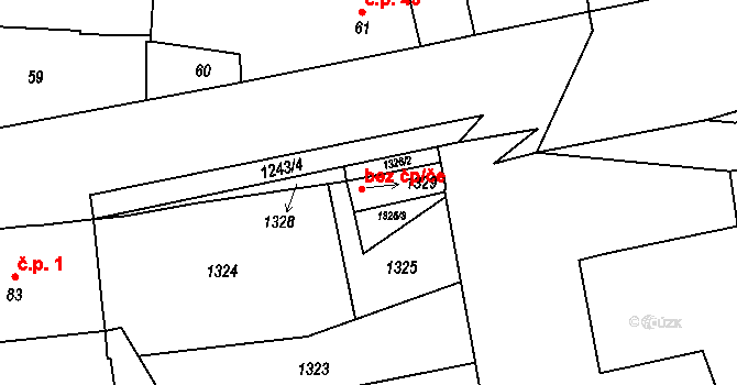 Křenovy 45238138 na parcele st. 1329 v KÚ Křenovy, Katastrální mapa