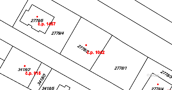 Hlučín 1042 na parcele st. 2778/2 v KÚ Hlučín, Katastrální mapa
