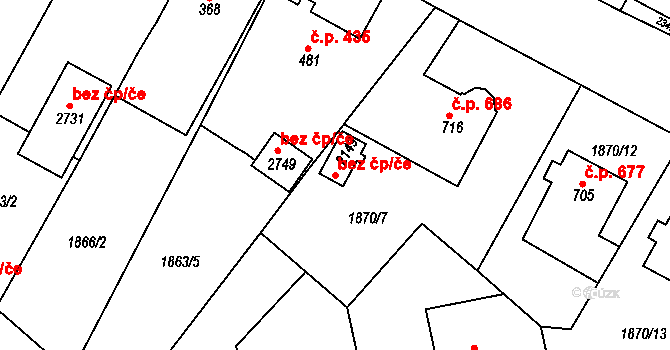 Tišnov 46054138 na parcele st. 2149 v KÚ Tišnov, Katastrální mapa