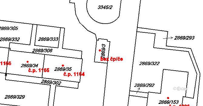Praha 46691138 na parcele st. 2869/3 v KÚ Krč, Katastrální mapa