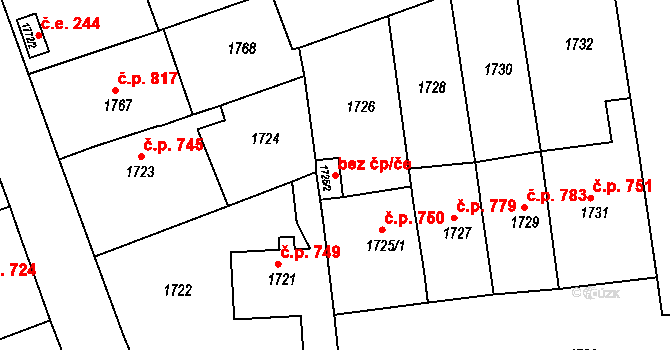 Bučovice 50086138 na parcele st. 1725/2 v KÚ Bučovice, Katastrální mapa