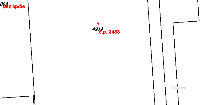 Břeclav 3453 na parcele st. 4919 v KÚ Břeclav, Katastrální mapa
