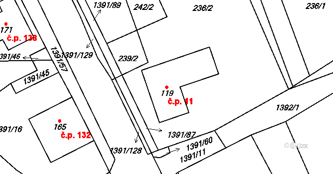 Horní Libchavy 11, Libchavy na parcele st. 119 v KÚ Horní Libchavy, Katastrální mapa