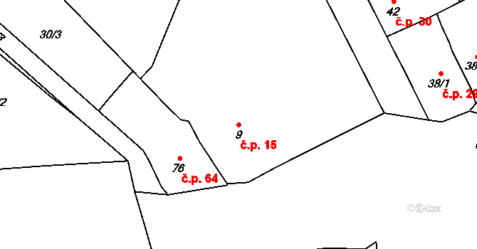 Beroun-Jarov 15, Beroun na parcele st. 9 v KÚ Jarov u Berouna, Katastrální mapa